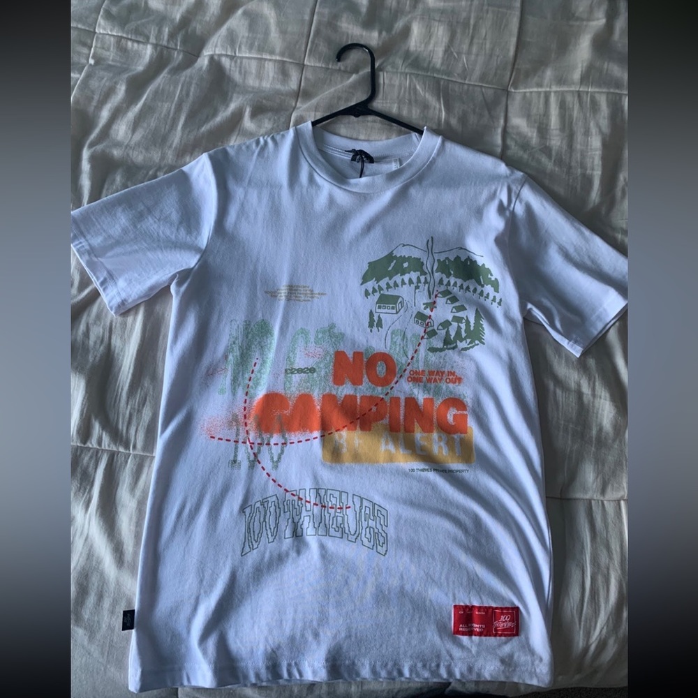 Mens 100 Thieves No Camping Collection Shirt